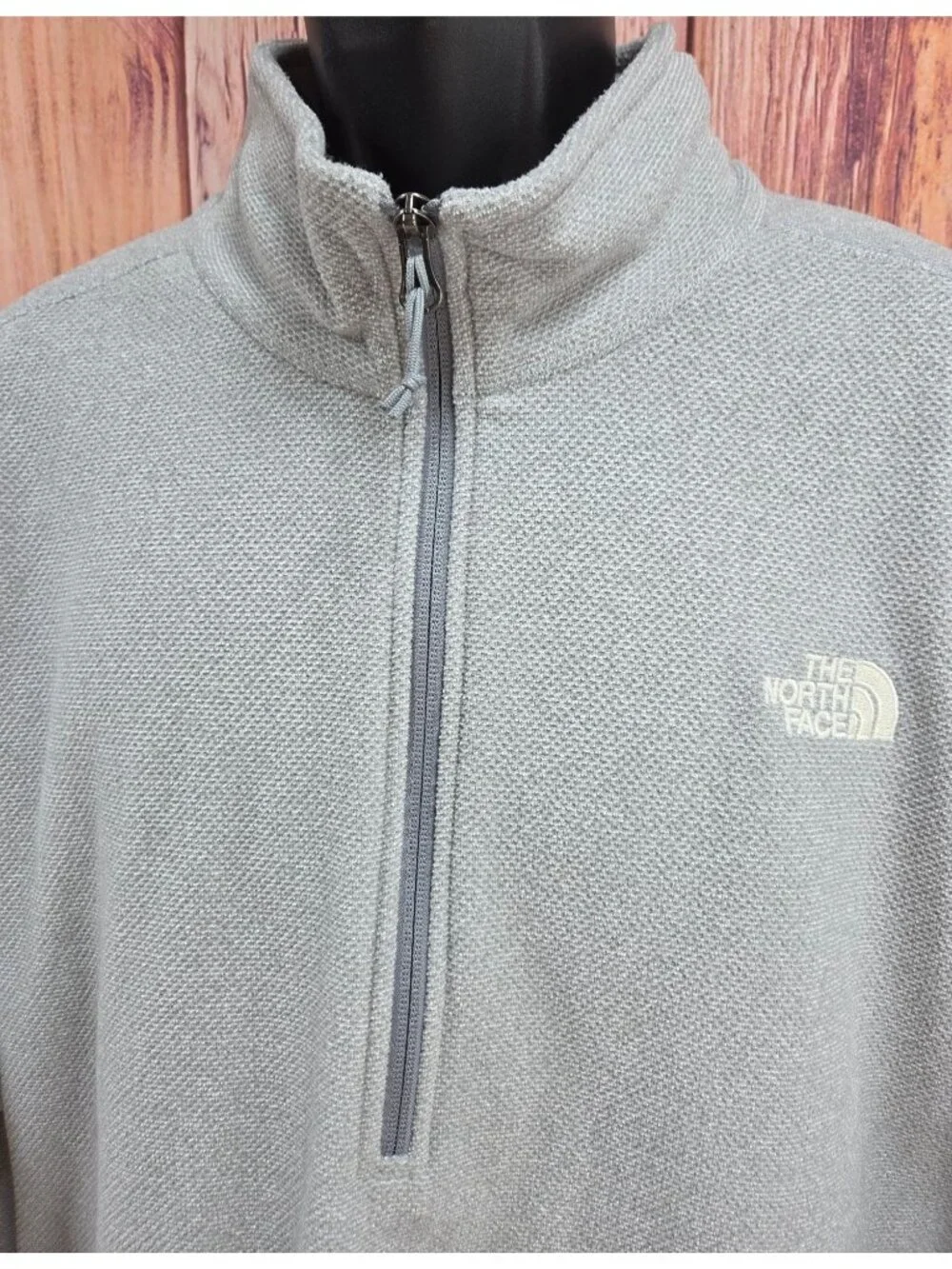 The North Face Gray Textured Fleece 1/4 Zip Jacket Size XXL